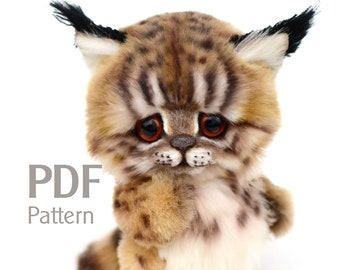 Teddy Lynx Livio Pattern with material list and sewing instructions, cat sewing pattern, kitten, artist teddy cat  PDF pattern, kitty