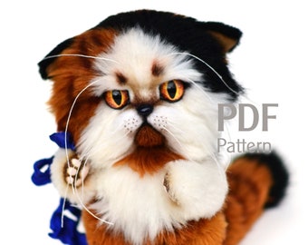 Pattern for the persian teddy cats 6.7 in with material list and sewing instructions, artist teddy cat PDF sewing pattern, kitten pattern