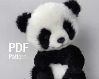 PDF Naaipatroon Teddy Panda Bodo 16,5 cm met naai-instructies en materiaallijst, Naaipatroon Teddybeer, PDF Panda, Pandabeer