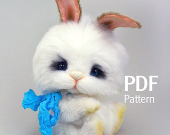 Pattern artist teddy bunny Wilko 6.1 iin, pattern teddy stuffed animal, sewing pattern bunny pattern, artist rabbit soft animal pattern