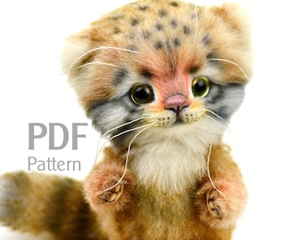 PDF pattern artist teddy cat manul Benno 6.1 in, ePattern, Instant Download, Pallas's cat sewing pattern, kitten, artist cat pattern, manul