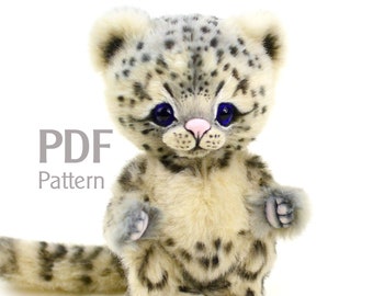 PDF pattern teddy snow leopard Kai 6.1 in, teddy sewing pattern, make teddy, artist bear pattern, cat pattern, tiger toy sewing pattern