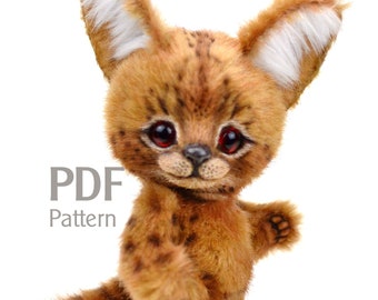 PDF naaipatroon Kat Serval Rens 16 cm, kitten, kunstenaar teddy PDF, digitaal naaipatroon, direct downloaden, naaipatroon kat