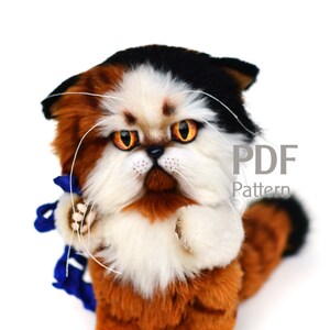 Pattern for the persian teddy cats 6.7 in with material list and sewing instructions, artist teddy cat PDF sewing pattern, kitten pattern
