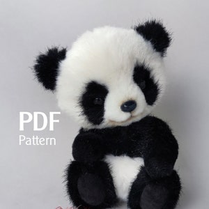 PDF Pattern teddy panda Bodo 6.5 in with sewing tutorial and material list, teddy bear pattern, panda pdf, sew panda, make teddy panda bear