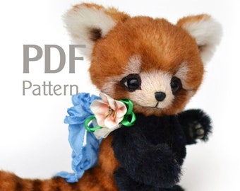 PDF pattern artist red panda Daiki 6.1", ePattern, Instant Download, sewing pattern, red bear-cat pattern, artist red cat-bear pattern