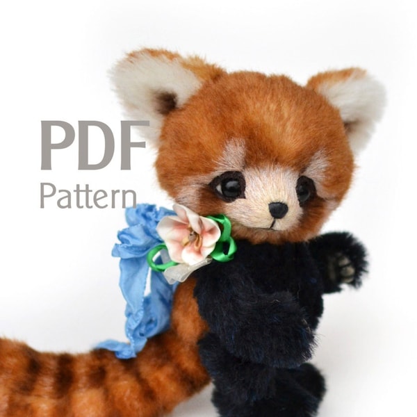 PDF pattern artist red panda Daiki 6.1", ePattern, Instant Download, sewing pattern, red bear-cat pattern, artist red cat-bear pattern