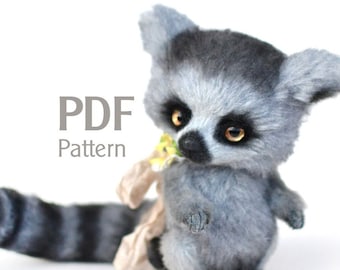 Naaipatroon Lemur Nat PDF 15,5 cm, zelf een maki naaien, naaipatroon Teddy Lemur, knuffeldier naaipatroon, maak je eigen teddy