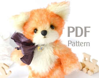 Sewing pdf pattern teddy Fox Nick 6.9 in, artist teddy fox pattern, sew teddy, do it yourself fox, make stuffed animal, make jointed animal