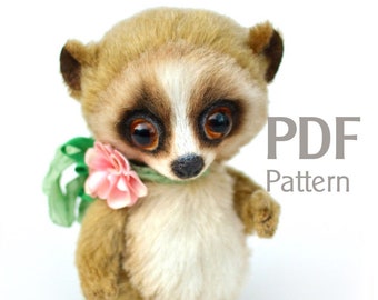 PDF pattern artist teddy loris Jo 6.1", do it yourself lemur, sewing pattern teddy, loris pattern, artist loris pattern, make teddy
