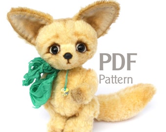 Pattern teddy fennec fox Rommel PDF 5,7" - artist teddy fox pattern, ePattern, sewing pattern, teddy fennec pattern