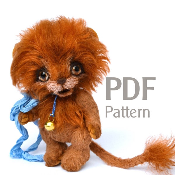 Pattern teddy lion Richard PDF 4.9", artist teddy lion pattern, ePattern, sewing pattern, lion pattern