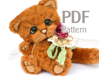 PDF-naaipatroon Marko de kat 14,5 cm, kunstenaar teddy PDF, digitaal naaipatroon, direct downloaden