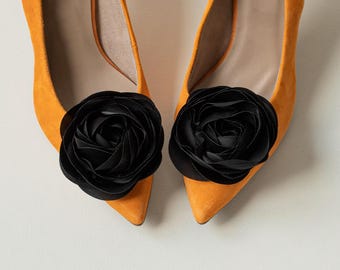 Elegant Black Floral Accessory Beautiful Dark Black Floral Hair Clip, Handmade Elegant  main image 4