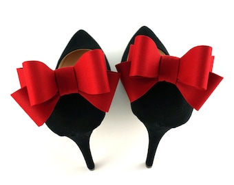 Mat Red Shoe Bows, Red Shoe Clips for Women, Red Wedding Shoes, Bow Shoe Clips, Valentines day, Red Bow Shoe Clips, Bridal Shoe Clips