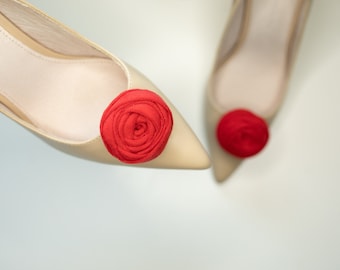 Handmade Rose Shoe Clips for Pumps, Rose Flower Brooch for Bridal Sandals, Bridesmaids' Gift Flower Clips, Shoe Clips for Bridal Flip Flops