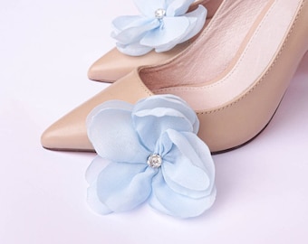 2 pcsAmazing  Handmade Flower Shoe Clips for Women, Faux Peonies Crystal Shoe Clips, Something Blue for bride , Floral Wedding Shoe Clips