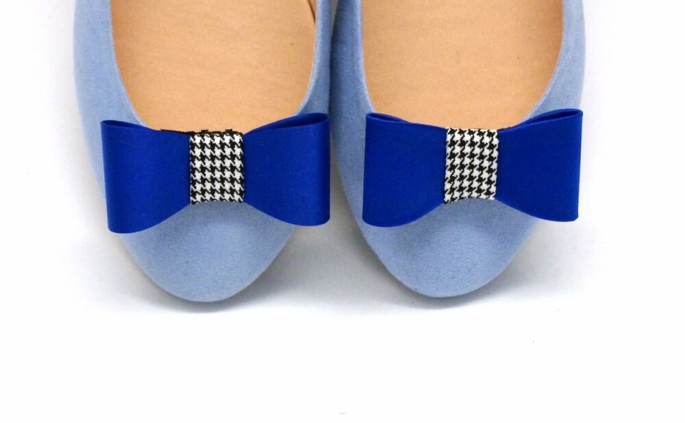Satin Fabric Blue Shoe Clips for Women Cobalt Blue Fabric Bow Etsy
