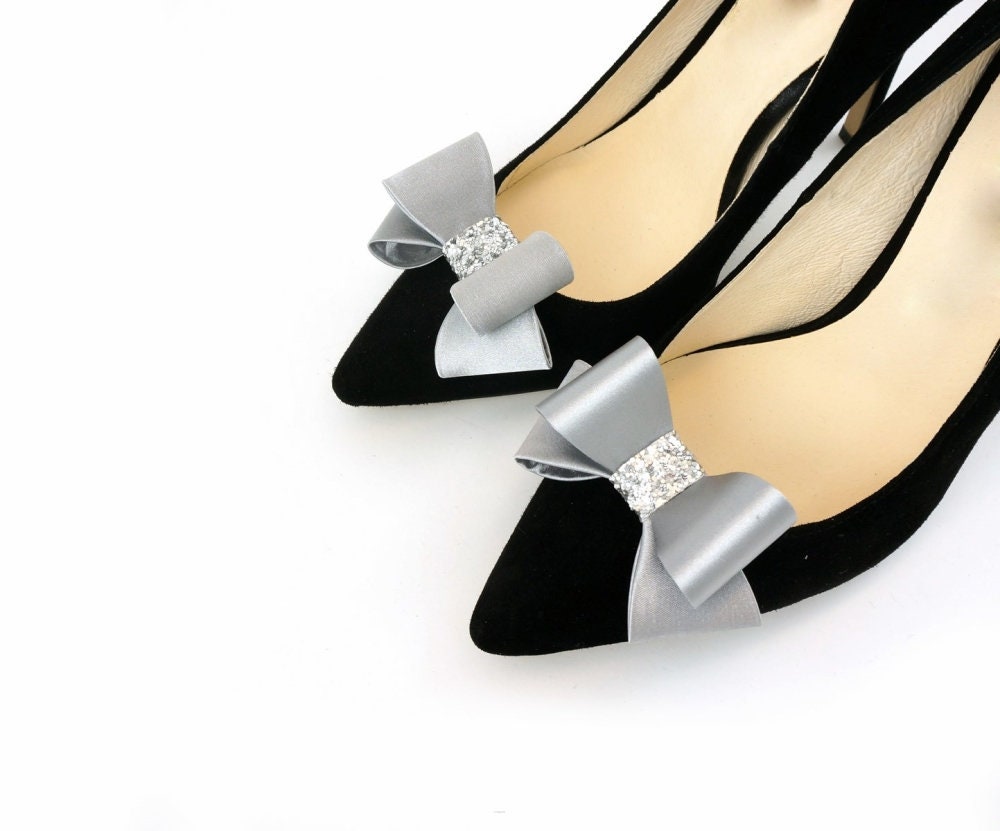 Silver Metallic Fabric Shoe Clips for Women Silver Shoe Clips Etsy UK