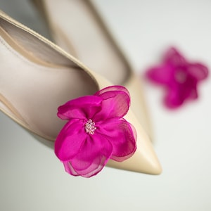 Pinzas para zapatos de boda con cristales de peonía rosa, pinzas para zapatos con flores de gasa rosa para mujer, pinzas para zapatos de boda con peonías artificiales rosas, Coquet