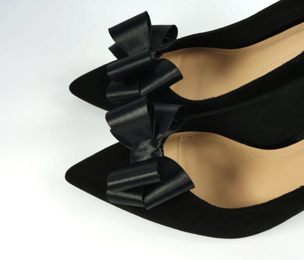 Black Shoe Clips for Women Black Satin Shoe Bows Clips Etsy UK