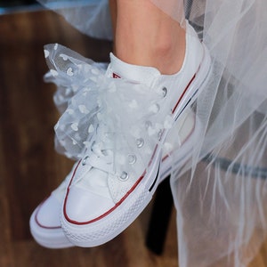 Clips de chaussures darc de tulle de coeur pour la mariée, clips de chaussures de mariée blancs avec tulle, clips de chaussures darc pour laccessoire de baskets de mariée, clips de chaussures de mariée image 4