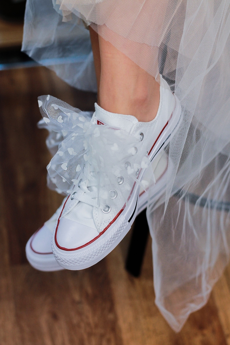 Clips de chaussures darc de tulle de coeur pour la mariée, clips de chaussures de mariée blancs avec tulle, clips de chaussures darc pour laccessoire de baskets de mariée, clips de chaussures de mariée image 4