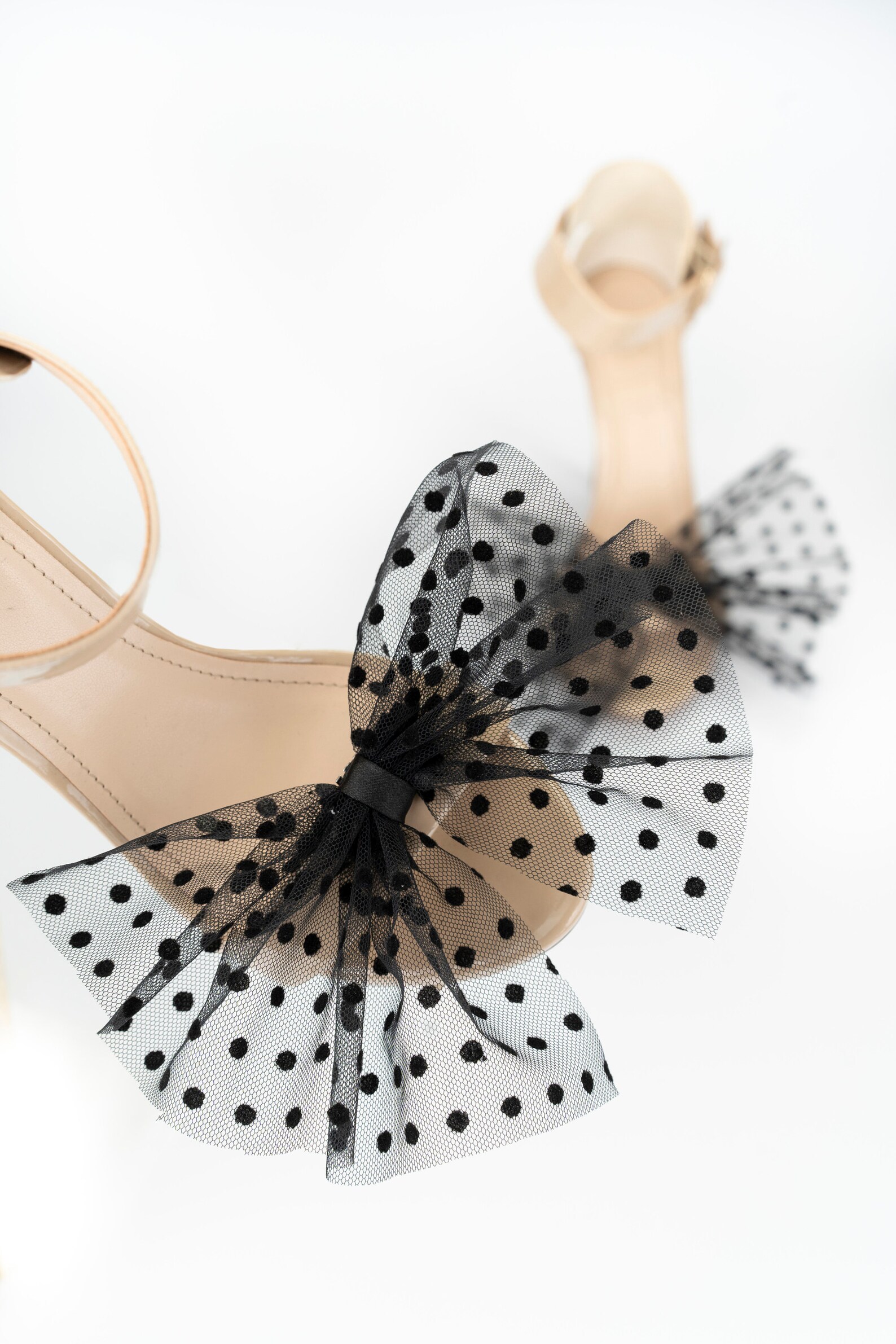 Polka Dot Lace Black Bow Shoe Clips for Women Black Tulle Etsy