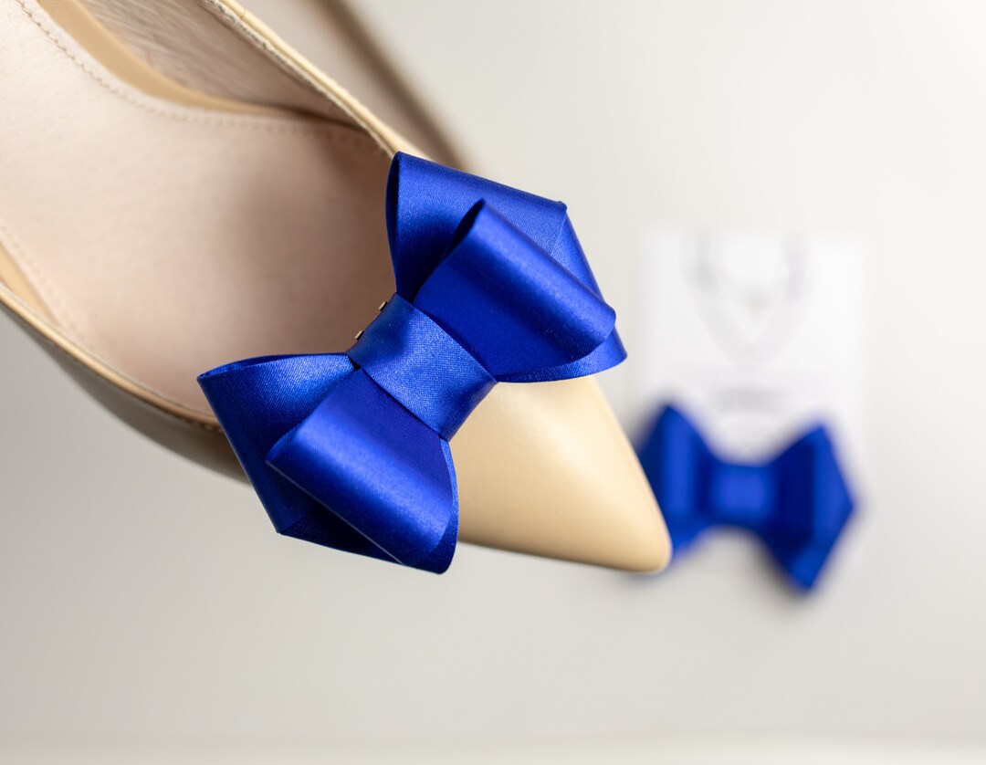 Cobalt Blue Shoe Clips Deep Blue Color Clip Bows for Shoes Etsy
