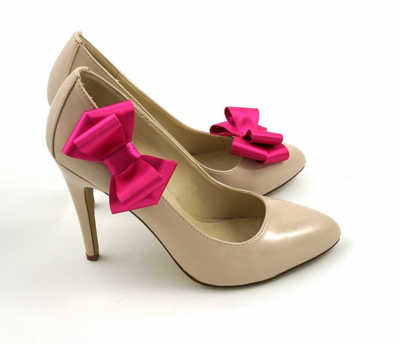 Pinces à chaussures faites main par Coquet Grands nœuds pour chaussures 3D fuchsia, fuchsia clair, nœuds pour chaussures roses, soldes de la fête du Travail, idées cadeau Pâques image 1