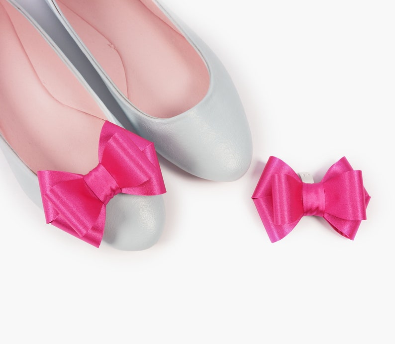 Pinces à chaussures faites main par Coquet Grands nœuds pour chaussures 3D fuchsia, fuchsia clair, nœuds pour chaussures roses, soldes de la fête du Travail, idées cadeau Pâques image 5