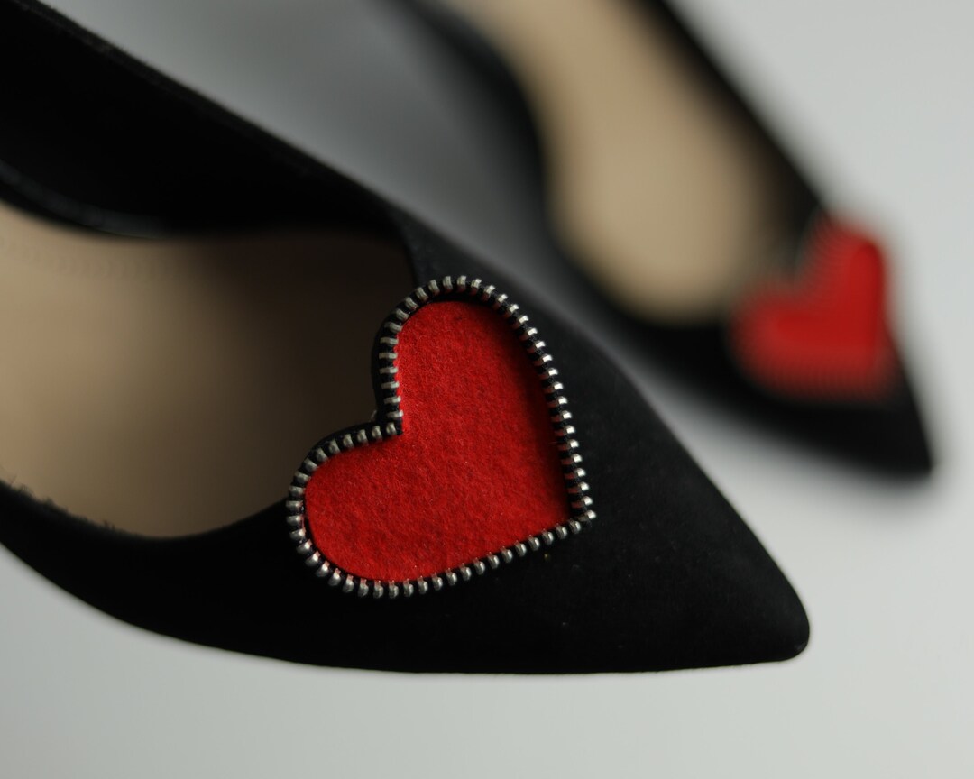 Heart Shaped Bridal Shoe Clips, Anniversary Gift Idea for Her, S, Shoe