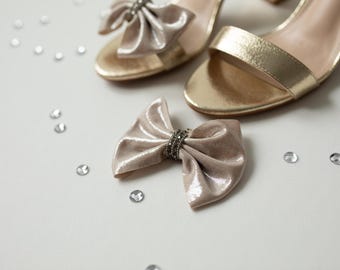 Pinzas para zapatos doradas metálicas para mujer, pinzas doradas para tacones de novia, pinzas con lazo dorado, pinzas para zapatos de novia, pinzas para zapatos de boda con diamantes de imitación