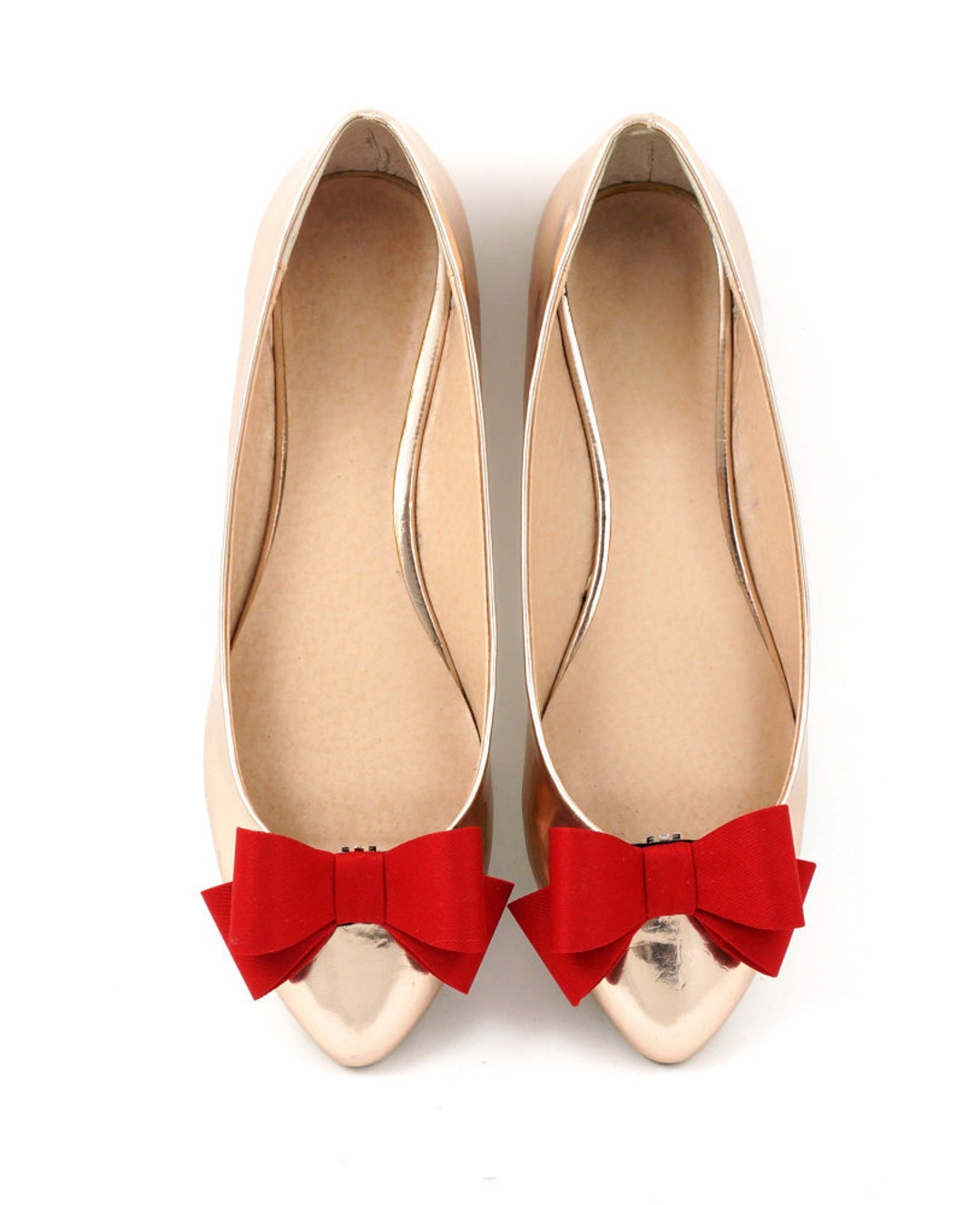 Satin Fabric Red Shoe Clips for Women, Red High Heels Bow Shoe Clips