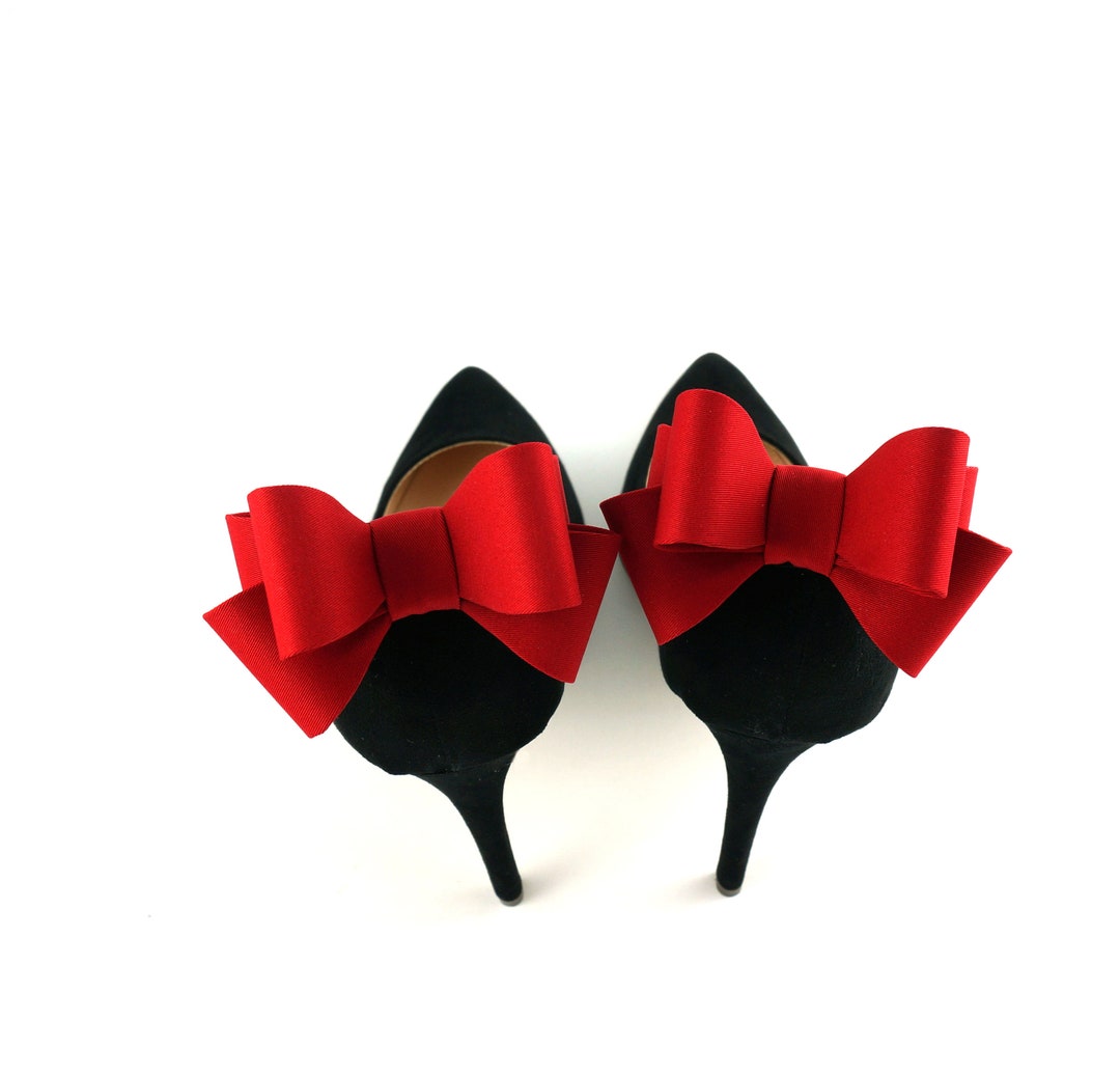 Mat Red Shoe Bows, Red Shoe Clips for Women, Red Wedding Shoes, Bow