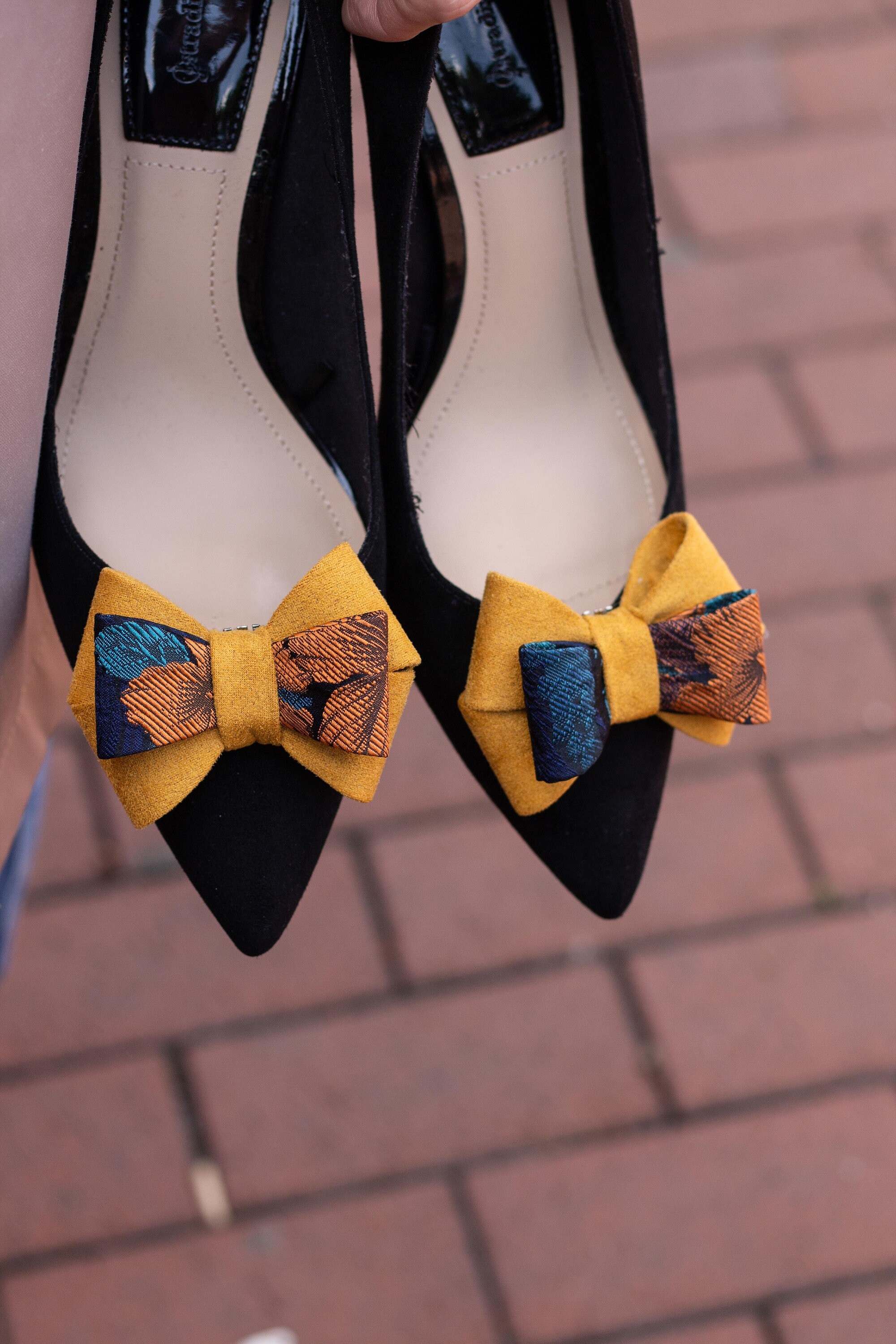Faux Suede Fabric Mustard Shoe Bows Floral Fabric Yellow Shoe Etsy