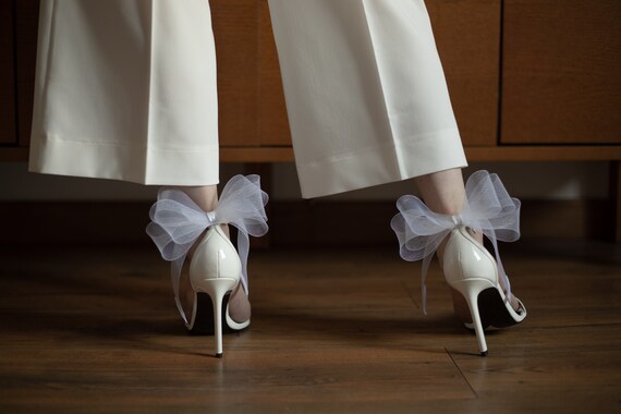 Back and Front White Bow Shoe Clips Wedding Shoe Clips White Bow Clip Bridal Shoe Ivory Bows for Bridesmaid Big White Bows Shoe Clip Etsy
