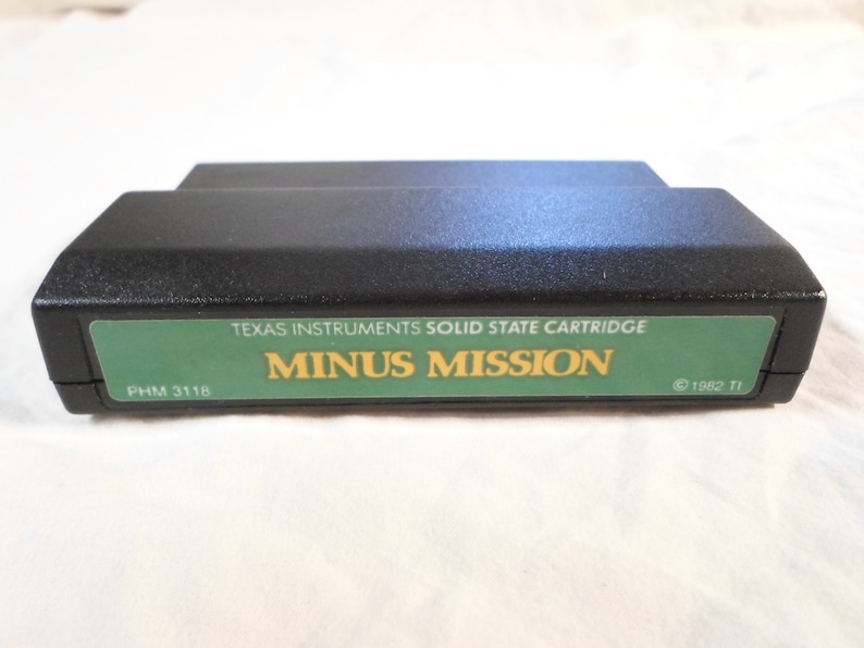 Tested *Minus Mission* TI-994A Texas Instrument Home Computer PHM 3118 Cartridge Cart Black Green Label Learning Math Subtraction 1982