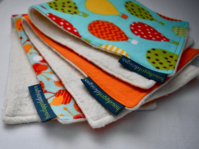 Orange Neutral Balloons Bees Burp Cloth 3-Pack and Teether Combo with Organic Cotton: Up and Away