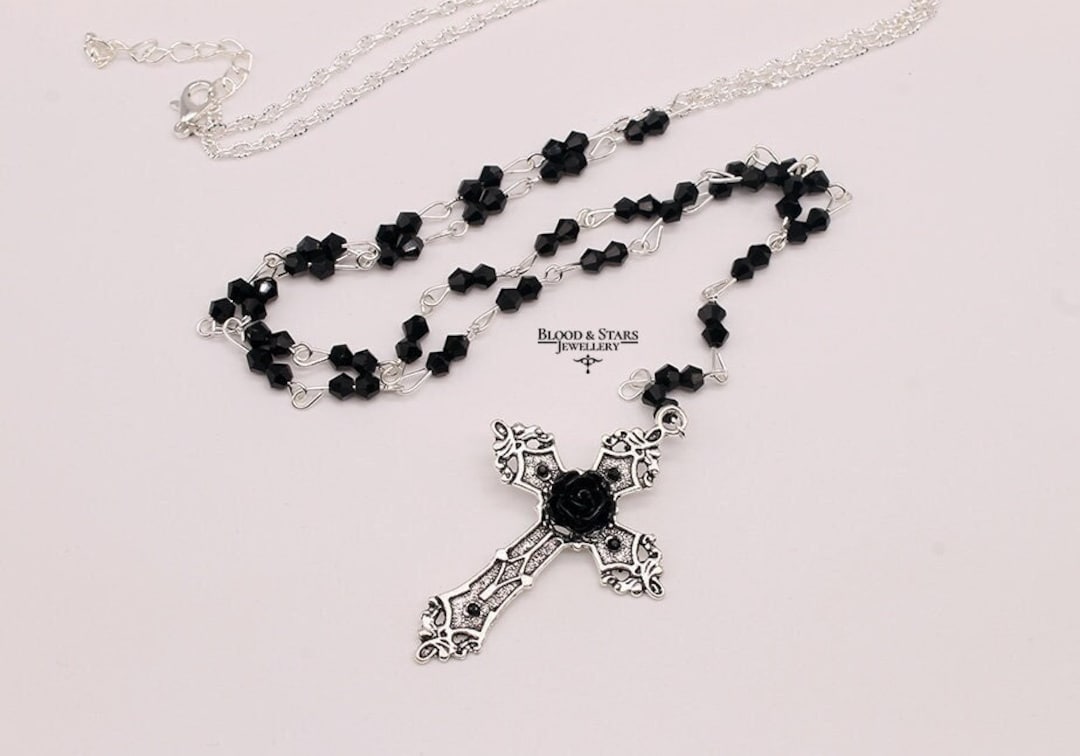 アクセサリー Vintage Black Rosary Necklace s-l400.jpg