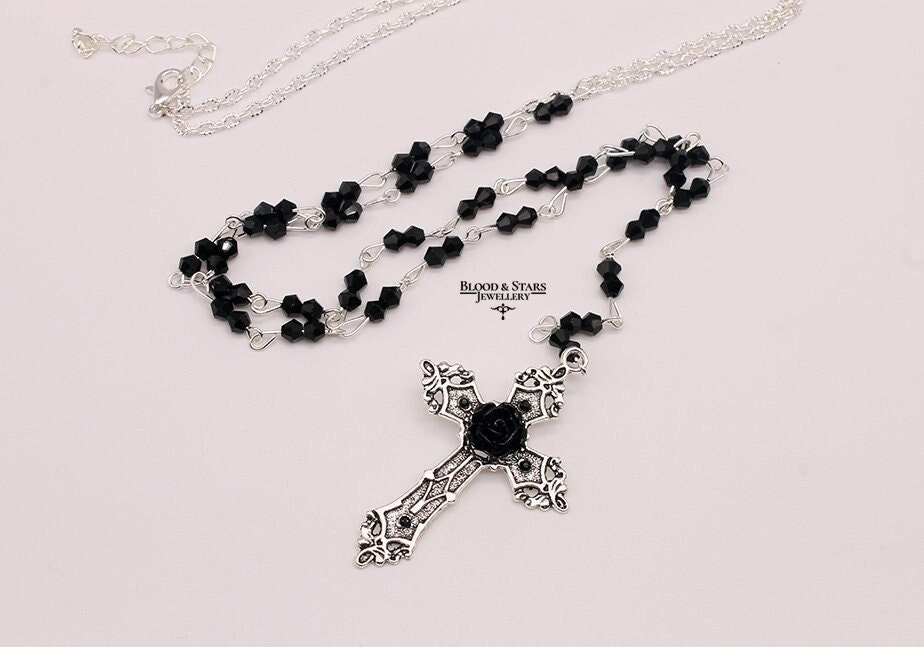 Symbols Of Faith Black Bead Crucifix Rosary – 1928 Jewelry