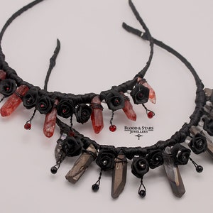 Gothic Crystal Crown Rose Headband