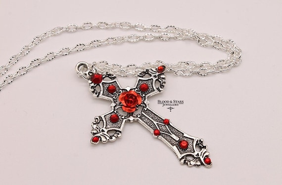 Cross rose necklace clearance
