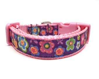 Flower Dog Collar Adjustable Girly Small Dog Collar