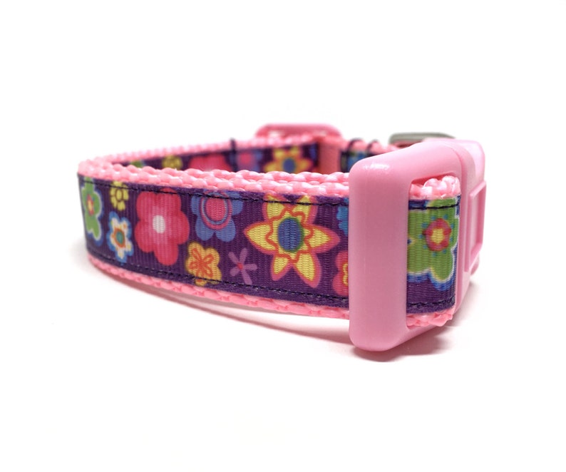 Flower Dog Collar Adjustable Girly Small Dog Collar Etsy