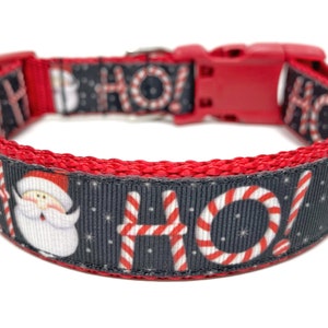 Christmas Dog Collar - Santa Dog Collar - Ho Ho Ho Dog Collar - Personalized Dog Collar - Engraved Dog Buckle Optional