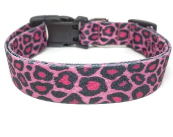 Pink Leopard Dog Collar, Leopard Dog Collar, Animal Print Dog Collar, Dog Gift, Dog Collar
