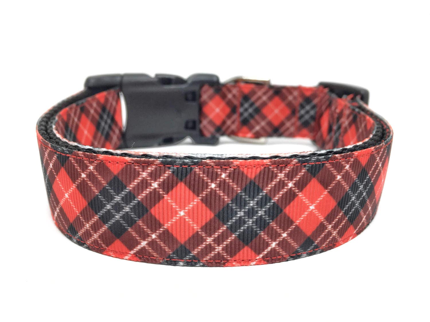 Tartan Dog Collar Red Plaid Dog Collar Adjustable Etsy