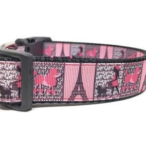 Poodles In Paris Eiffel Tower Girl Dog Collar Adjustable image 2