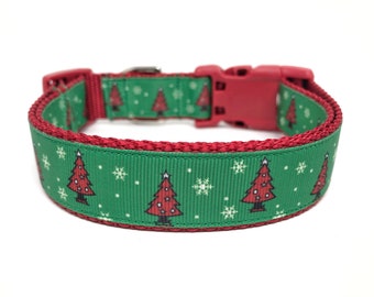 Christmas Dog Collar, Snowflakes and Christmas tree Dog Collar Adjustable